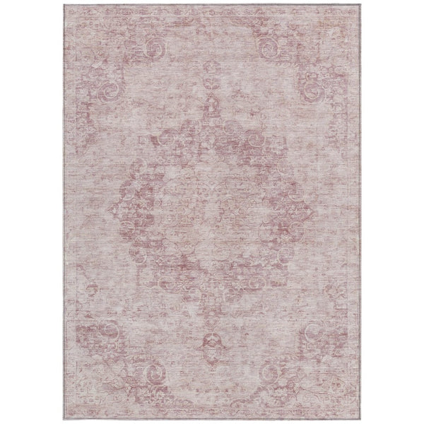 HomeRoots 5' Pink Floral Medallion Area Rug - Durable, Washable Design for Indoor & Outdoor Spaces 8' X 10' 607917