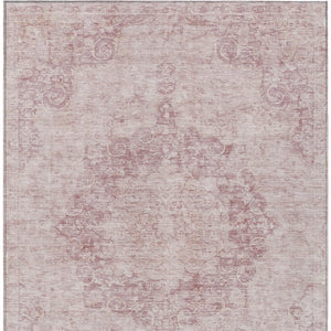 HomeRoots 5' Pink Floral Medallion Area Rug - Durable, Washable Design for Indoor & Outdoor Spaces 9' X 12' 607918