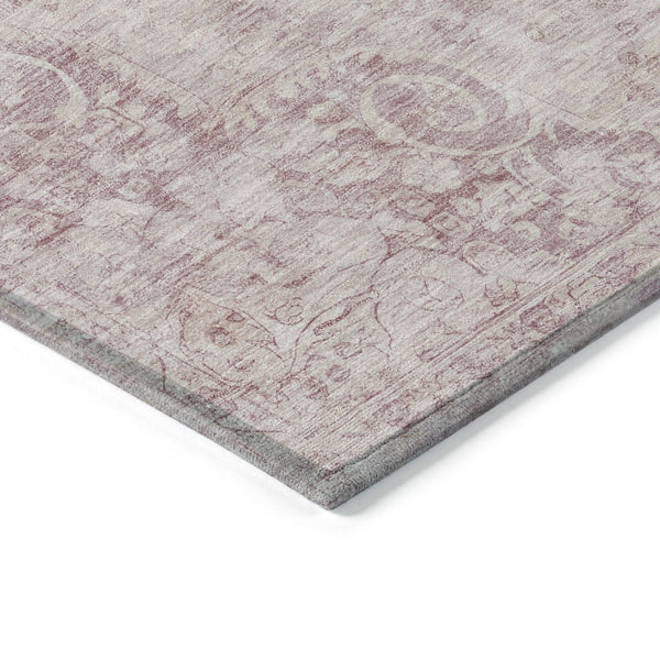 HomeRoots 5' Pink Floral Medallion Area Rug - Durable, Washable Design for Indoor & Outdoor Spaces 9' X 12' 607918