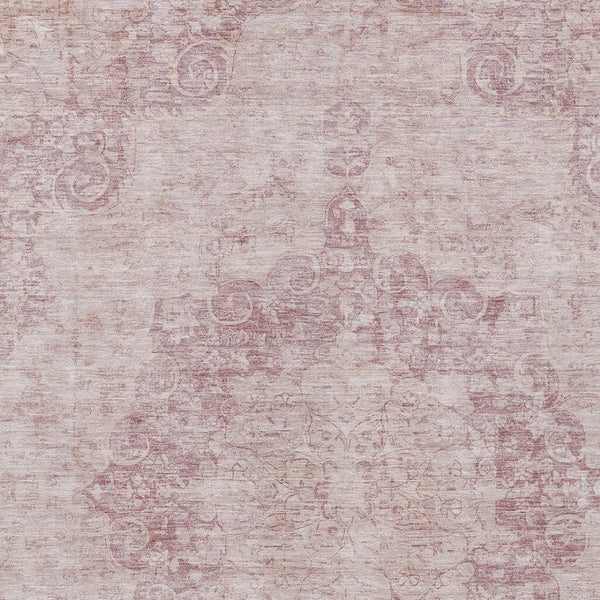 HomeRoots 5' Pink Floral Medallion Area Rug - Durable, Washable Design for Indoor & Outdoor Spaces 9' X 12' 607918