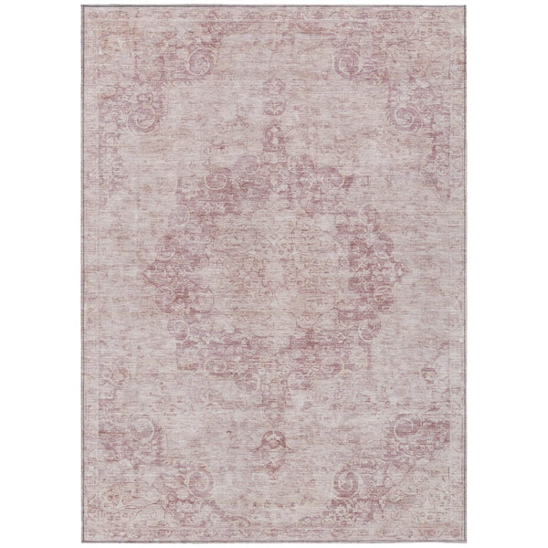 HomeRoots 5' Pink Floral Medallion Area Rug - Durable, Washable Design for Indoor & Outdoor Spaces 10' X 14' 607919