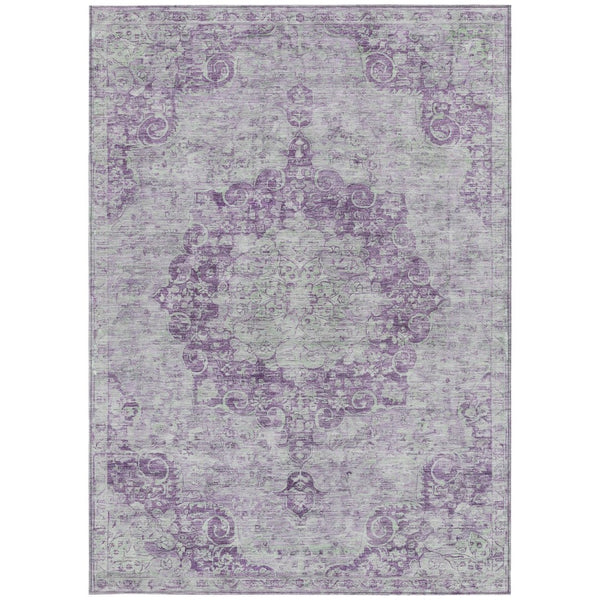 HomeRoots 5' Purple Floral Medallion Area Rug - Durable, Washable Design for Indoor and Outdoor Spaces 5' X 8' 607921