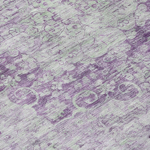 HomeRoots 5' Purple Floral Medallion Area Rug - Durable, Washable Design for Indoor and Outdoor Spaces 8' Round 607922