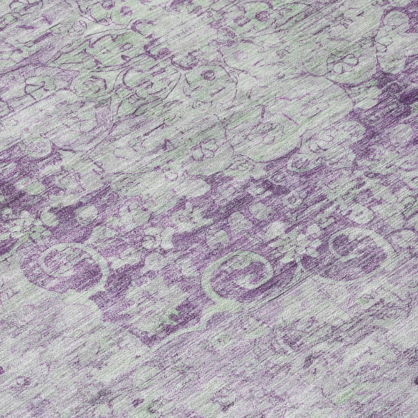 HomeRoots 5' Purple Floral Medallion Area Rug - Durable, Washable Design for Indoor and Outdoor Spaces 8' Round 607922