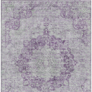 HomeRoots 5' Purple Floral Medallion Area Rug - Durable, Washable Design for Indoor and Outdoor Spaces 8' X 10' 607923