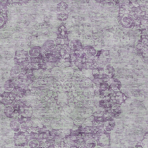 HomeRoots 5' Purple Floral Medallion Area Rug - Durable, Washable Design for Indoor and Outdoor Spaces 8' X 10' 607923