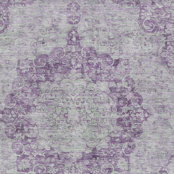 HomeRoots 5' Purple Floral Medallion Area Rug - Durable, Washable Design for Indoor and Outdoor Spaces 8' X 10' 607923