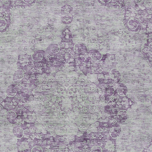 HomeRoots 5' Purple Floral Medallion Area Rug - Durable, Washable Design for Indoor and Outdoor Spaces 9' X 12' 607924