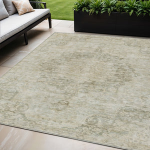 HomeRoots 5' Sage Floral Medallion Area Rug - Durable, Washable Design Perfect for Indoor and Outdoor Spaces 5' X 8' 607933