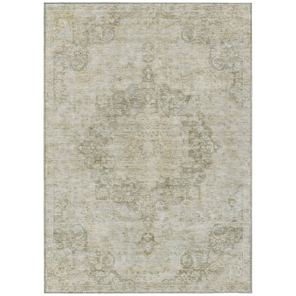 HomeRoots 5' Sage Floral Medallion Area Rug - Durable, Washable Design Perfect for Indoor and Outdoor Spaces 5' X 8' 607933