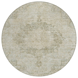 HomeRoots 5' Sage Floral Medallion Area Rug - Durable, Washable Design Perfect for Indoor and Outdoor Spaces 8' Round 607934