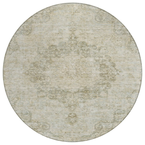 HomeRoots 5' Sage Floral Medallion Area Rug - Durable, Washable Design Perfect for Indoor and Outdoor Spaces 8' Round 607934