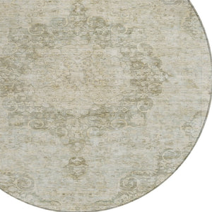 HomeRoots 5' Sage Floral Medallion Area Rug - Durable, Washable Design Perfect for Indoor and Outdoor Spaces 8' Round 607934