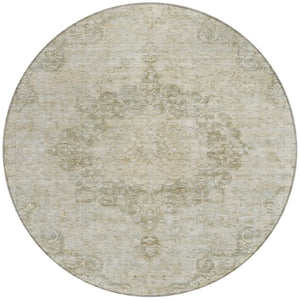 HomeRoots 5' Sage Floral Medallion Area Rug - Durable, Washable Design Perfect for Indoor and Outdoor Spaces 8' Round 607934