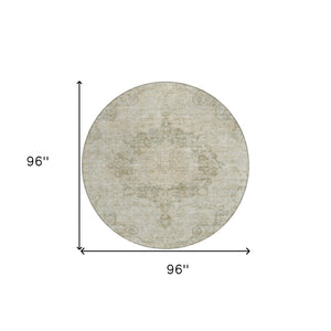 HomeRoots 5' Sage Floral Medallion Area Rug - Durable, Washable Design Perfect for Indoor and Outdoor Spaces 8' Round 607934