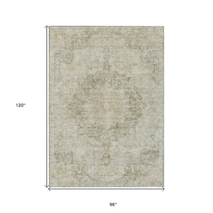 HomeRoots 5' Sage Floral Medallion Area Rug - Durable, Washable Design Perfect for Indoor and Outdoor Spaces 8' X 10' 607935