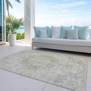 HomeRoots 5' Sage Floral Medallion Area Rug - Durable, Washable Design Perfect for Indoor and Outdoor Spaces 8' X 10' 607935