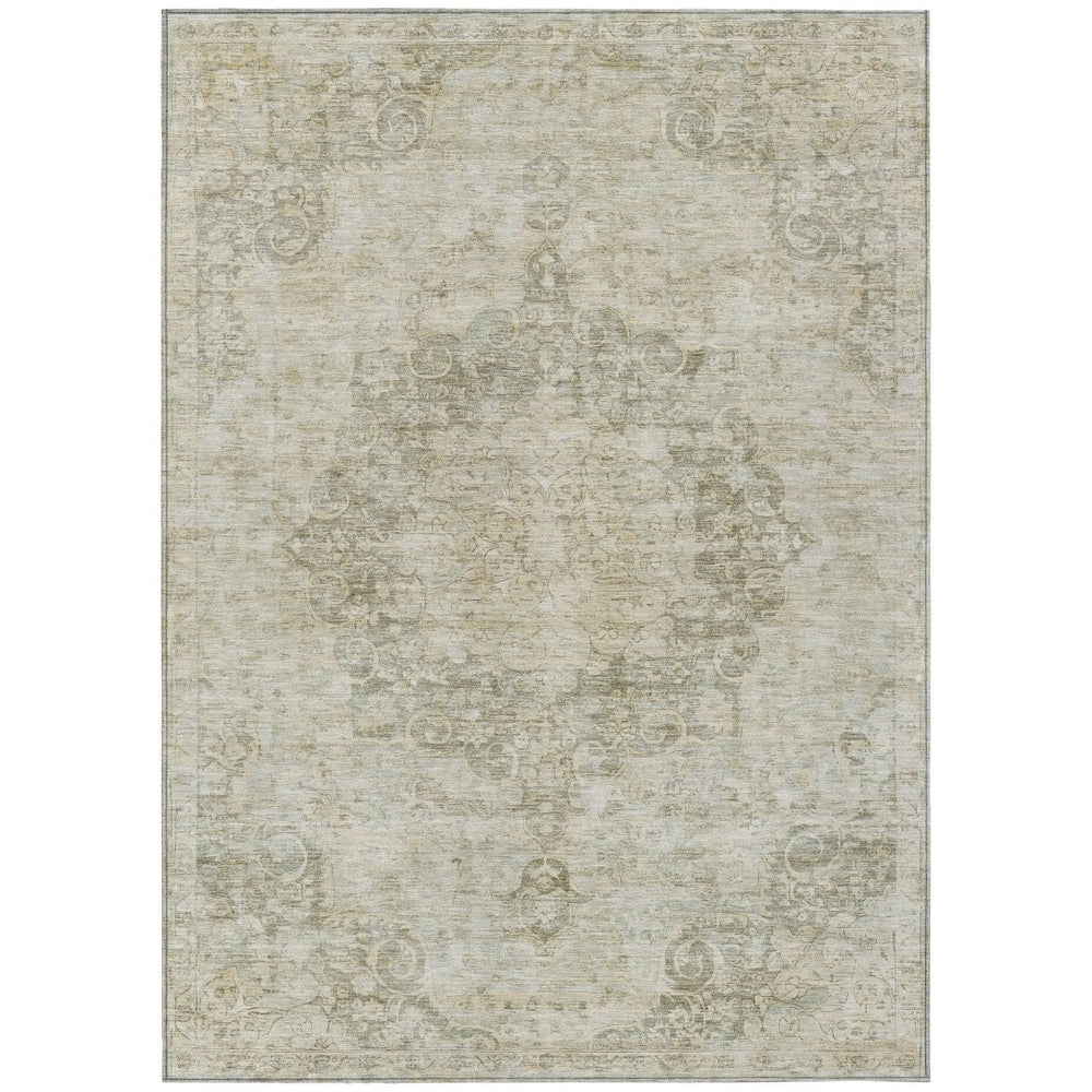 HomeRoots 5' Sage Floral Medallion Area Rug - Durable, Washable Design Perfect for Indoor and Outdoor Spaces 8' X 10' 607935