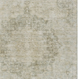 HomeRoots 5' Sage Floral Medallion Area Rug - Durable, Washable Design Perfect for Indoor and Outdoor Spaces 8' X 10' 607935