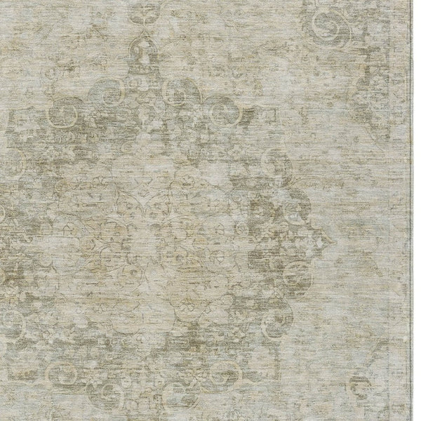 HomeRoots 5' Sage Floral Medallion Area Rug - Durable, Washable Design Perfect for Indoor and Outdoor Spaces 8' X 10' 607935
