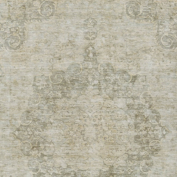 HomeRoots 5' Sage Floral Medallion Area Rug - Durable, Washable Design Perfect for Indoor and Outdoor Spaces 9' X 12' 607936