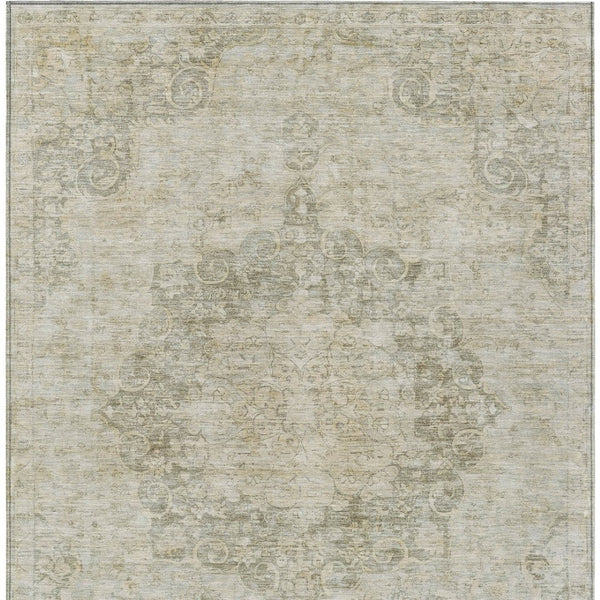 HomeRoots 5' Sage Floral Medallion Area Rug - Durable, Washable Design Perfect for Indoor and Outdoor Spaces 10' X 14' 607937