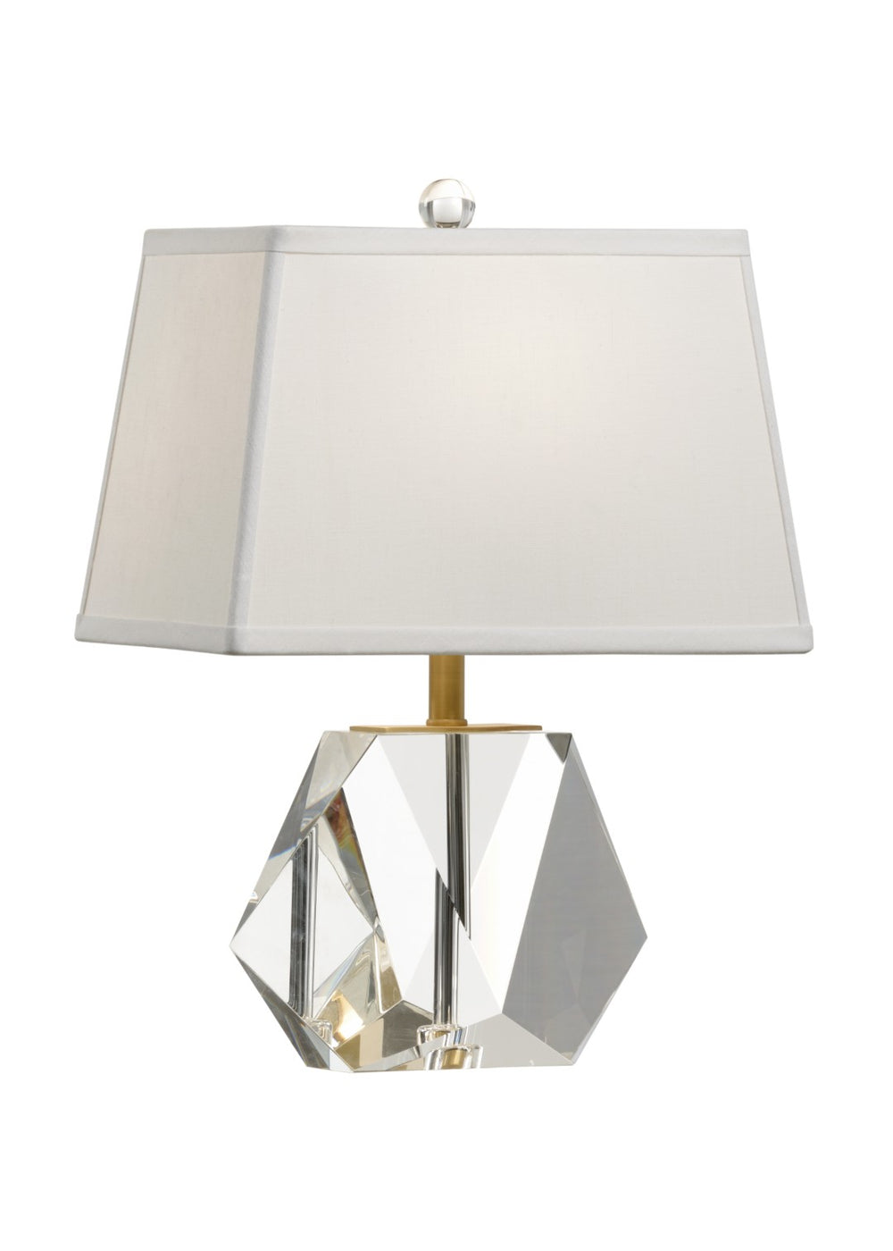 Wildwood Anson Crystal Table Lamp With Antique Brass Accents, White Linen Shade, Radiant Faceted Glow 60795