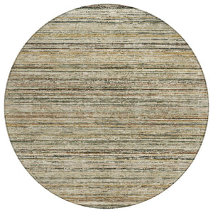 HomeRoots 5' Beige Striped Area Rug - Stylish, Washable, Durable for Indoor & Outdoor Use, Pet-Friendly Design 8' Round 607952