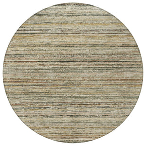 HomeRoots 5' Beige Striped Area Rug - Stylish, Washable, Durable for Indoor & Outdoor Use, Pet-Friendly Design 8' Round 607952
