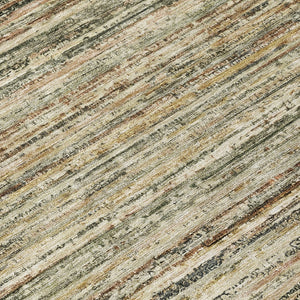 HomeRoots 5' Beige Striped Area Rug - Stylish, Washable, Durable for Indoor & Outdoor Use, Pet-Friendly Design 8' Round 607952