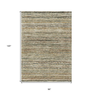 HomeRoots 5' Beige Striped Area Rug - Stylish, Washable, Durable for Indoor & Outdoor Use, Pet-Friendly Design 8' X 10' 607953