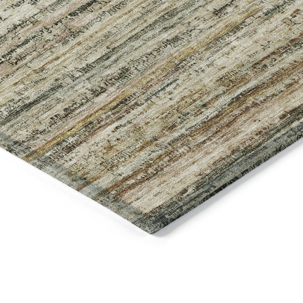 HomeRoots 5' Beige Striped Area Rug - Stylish, Washable, Durable for Indoor & Outdoor Use, Pet-Friendly Design 8' X 10' 607953