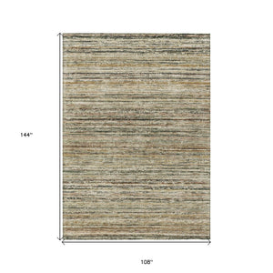 HomeRoots 5' Beige Striped Area Rug - Stylish, Washable, Durable for Indoor & Outdoor Use, Pet-Friendly Design 9' X 12' 607954