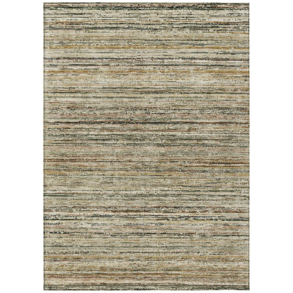 HomeRoots 5' Beige Striped Area Rug - Stylish, Washable, Durable for Indoor & Outdoor Use, Pet-Friendly Design 9' X 12' 607954