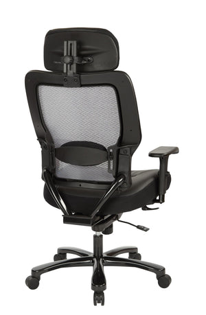 OSP Home Furnishings Executive Big and Tall Ergonomic Office Chair with Mesh Back and Bonded Leather Seat 63-E37A773HL
