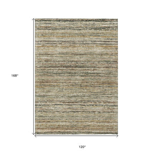 HomeRoots 5' Beige Striped Area Rug - Stylish, Washable, Durable for Indoor & Outdoor Use, Pet-Friendly Design 10' X 14' 607955