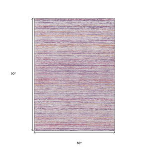 HomeRoots 5' Stylish Mauve Striped Washable Area Rug – Durable, Stain Resistant, Perfect for Indoor & Outdoor Use 5' X 8' 607957