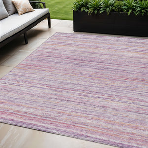 HomeRoots 5' Stylish Mauve Striped Washable Area Rug – Durable, Stain Resistant, Perfect for Indoor & Outdoor Use 5' X 8' 607957