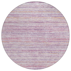 HomeRoots 5' Stylish Mauve Striped Washable Area Rug – Durable, Stain Resistant, Perfect for Indoor & Outdoor Use 8' Round 607958