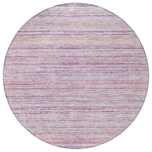 HomeRoots 5' Stylish Mauve Striped Washable Area Rug – Durable, Stain Resistant, Perfect for Indoor & Outdoor Use 8' Round 607958