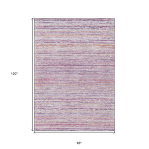 HomeRoots 5' Stylish Mauve Striped Washable Area Rug – Durable, Stain Resistant, Perfect for Indoor & Outdoor Use 8' X 10' 607959