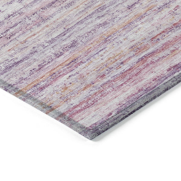 HomeRoots 5' Stylish Mauve Striped Washable Area Rug – Durable, Stain Resistant, Perfect for Indoor & Outdoor Use 8' X 10' 607959