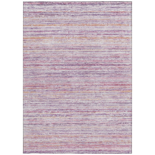 HomeRoots 5' Stylish Mauve Striped Washable Area Rug – Durable, Stain Resistant, Perfect for Indoor & Outdoor Use 9' X 12' 607960