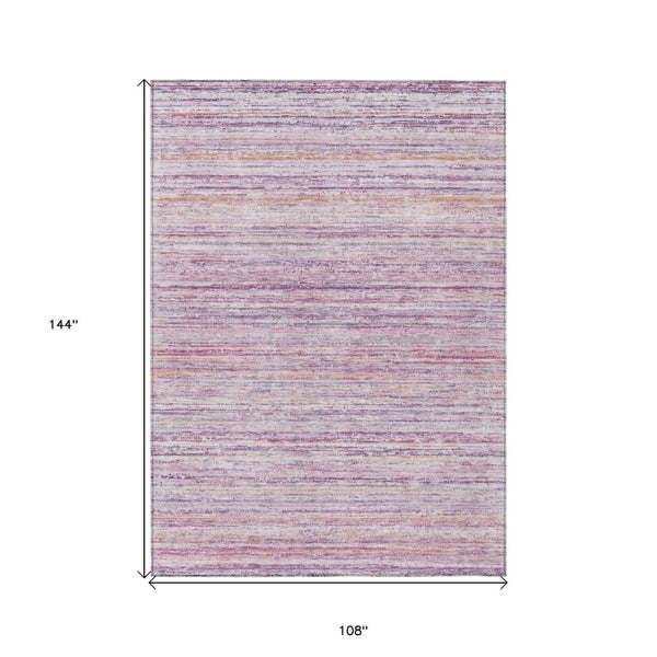 HomeRoots 5' Stylish Mauve Striped Washable Area Rug – Durable, Stain Resistant, Perfect for Indoor & Outdoor Use 9' X 12' 607960