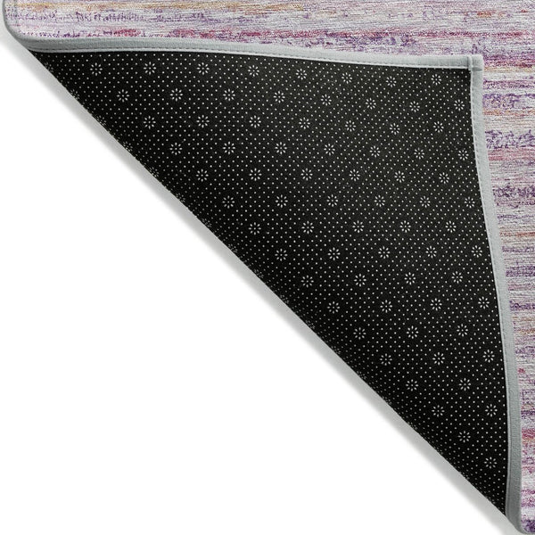 HomeRoots 5' Stylish Mauve Striped Washable Area Rug – Durable, Stain Resistant, Perfect for Indoor & Outdoor Use 9' X 12' 607960