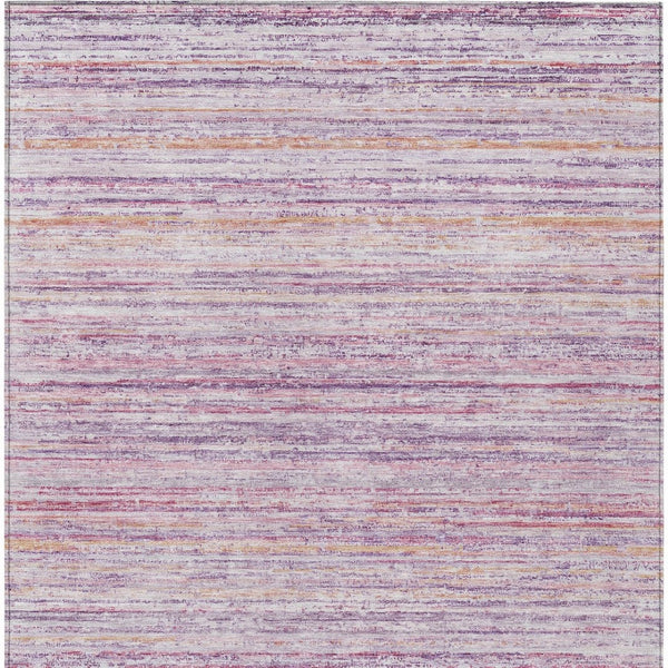 HomeRoots 5' Stylish Mauve Striped Washable Area Rug – Durable, Stain Resistant, Perfect for Indoor & Outdoor Use 10' X 14' 607961