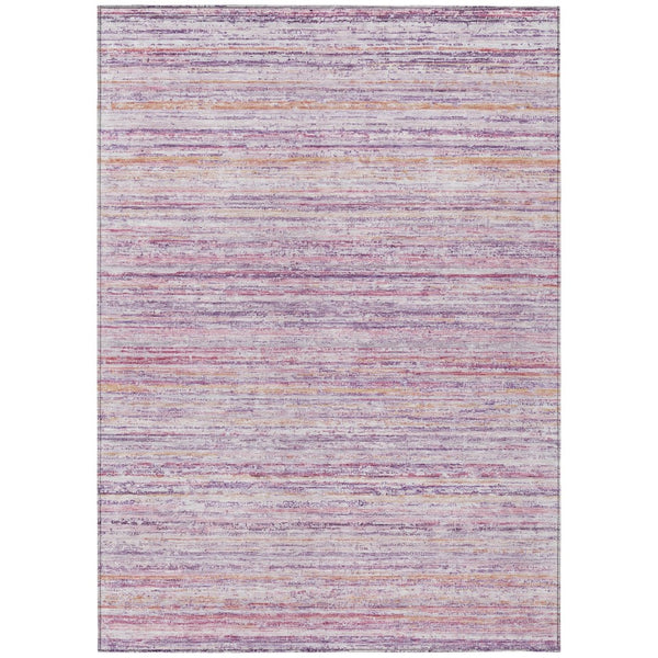 HomeRoots 5' Stylish Mauve Striped Washable Area Rug – Durable, Stain Resistant, Perfect for Indoor & Outdoor Use 10' X 14' 607961