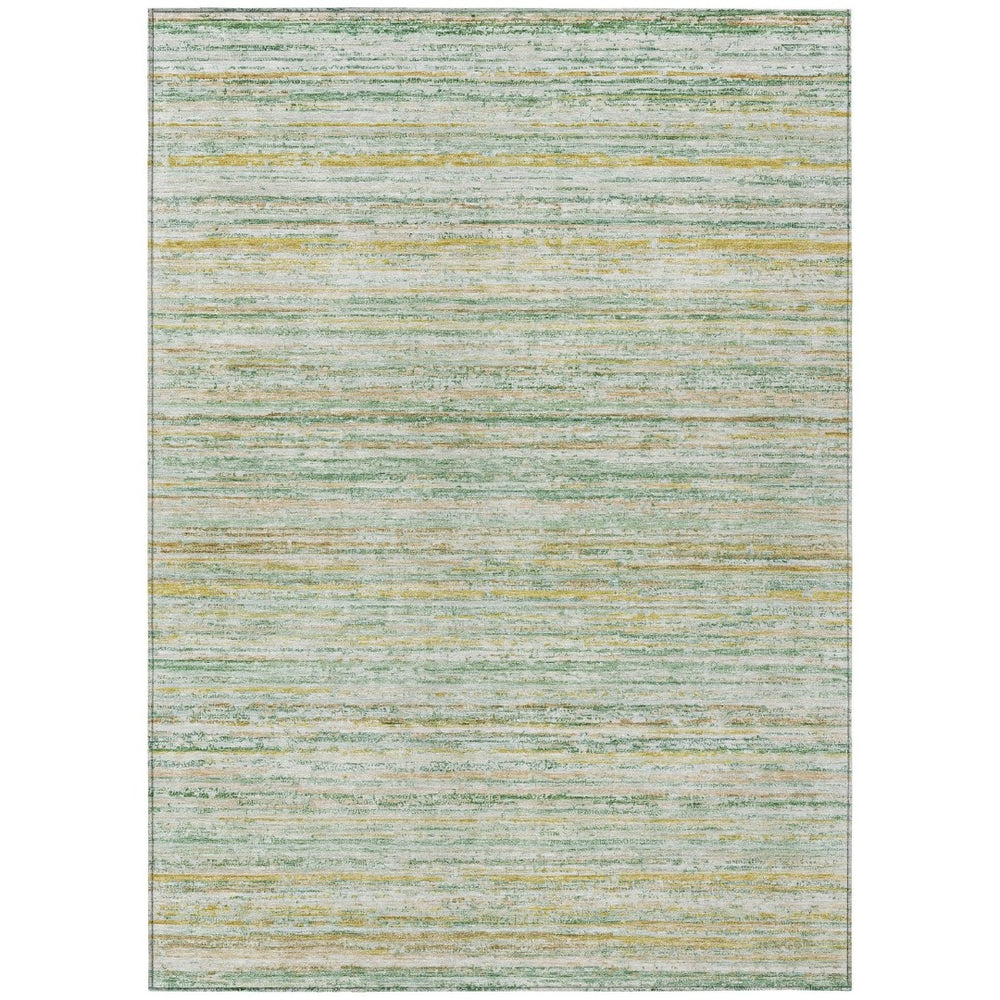 HomeRoots 5' Mint Green Striped Washable Area Rug for Indoor and Outdoor Spaces – Durable, Stylish, Easy Care 5' X 8' 607963