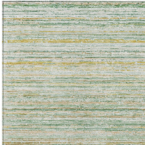 HomeRoots 5' Mint Green Striped Washable Area Rug for Indoor and Outdoor Spaces – Durable, Stylish, Easy Care 5' X 8' 607963