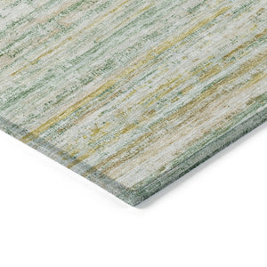 HomeRoots 5' Mint Green Striped Washable Area Rug for Indoor and Outdoor Spaces – Durable, Stylish, Easy Care 8' Round 607964